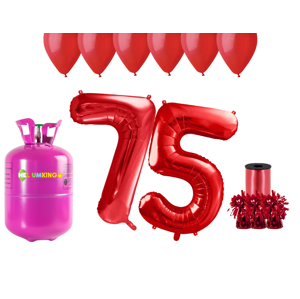 HeliumKing Helium párty set na 75. narozeniny s červenými balónky