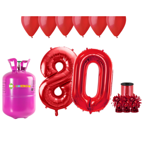 HeliumKing Helium párty set na 80. narozeniny s červenými balónky