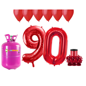 HeliumKing Helium párty set na 90. narozeniny s červenými balónky