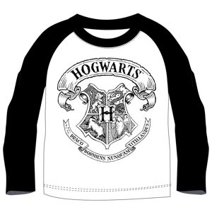 EPlus Chlapecké tričko s dlouhým rukávem - Hogwarts, bílo-černé Velikost - děti: 158