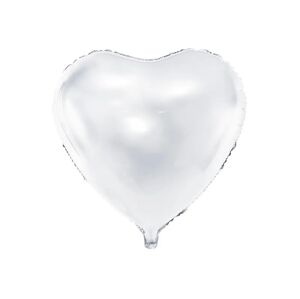 PartyDeco Fóliový balón - metalické srdce biele 45 cm