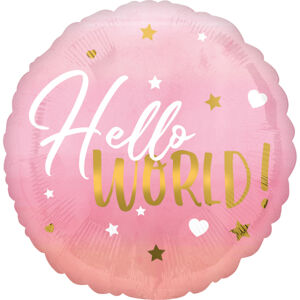 Amscan Fóliový balón - Hello World ružový, kruh