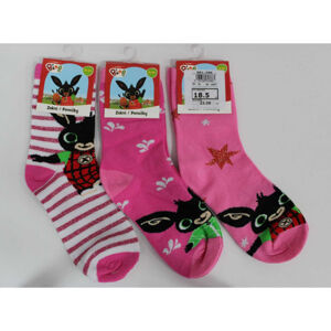 Setino Dívčí ponožky Bing - Růžový mix 3 ks Velikost ponožek: 31-34