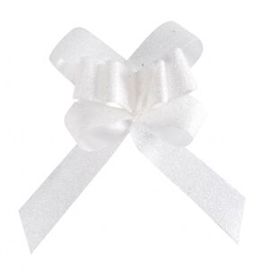 Santex Dekorační mašle - glitrované 10 ks Barva: Bílá