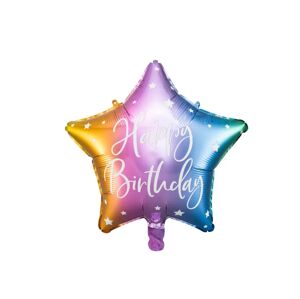 PartyDeco Fóliový balón - Happy birthday barevný 40 cm