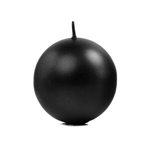 PartyDeco Svíčka - koule metalická černá 8 cm