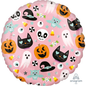 Amscan Fóliový balón zábavný Halloween - růžový 43 cm