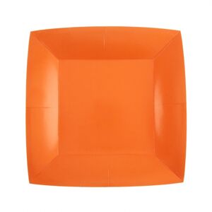 Santex Papírové talíře čtvercové - jednobarevné 18 x 18 cm Barva: Oranžová
