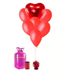 Personalizovaný helium párty set - Červené srdce 16 ks
