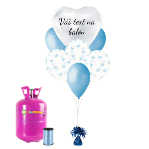 Personalizovaný helium párty set - Modrá srdíčka 31 ks