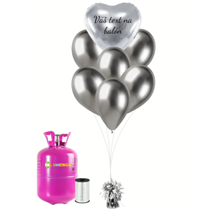 Personalizovaný helium párty set - Stříbrné srdce 31 ks