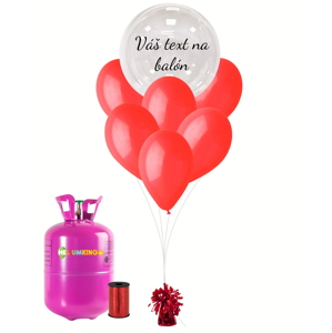 Personalizovaný helium párty set červený - Průsvitný balón 11 ks