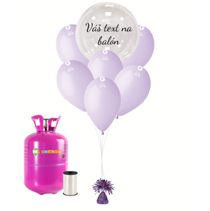 Personalizovaný helium párty set fialový - Průsvitný balón 11 ks