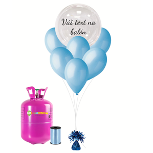 Personalizovaný helium párty set modrý - Průsvitný balón 16 ks