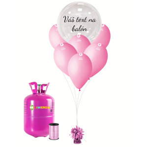 Personalizovaný helium párty set růžový - Průsvitný balón 11 ks