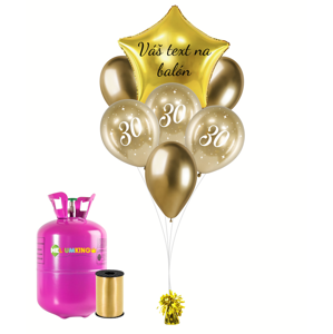 Personalizovaný helium párty set zlatý - 30. narozeniny 13 ks