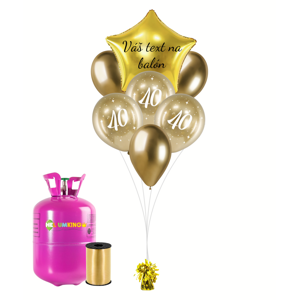 Personalizovaný helium párty set zlatý - 40. narozeniny 19 ks