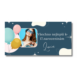 Personal Narozeninový banner s fotkou - Blue Aesthetic Rozmer banner: 130 x 260 cm