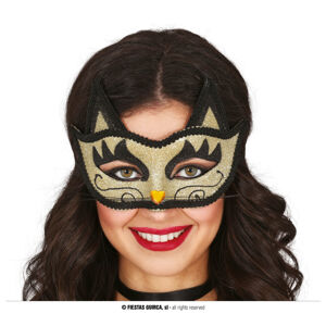 Guirca Glitrovaná zlatá maska ​​- Kočka