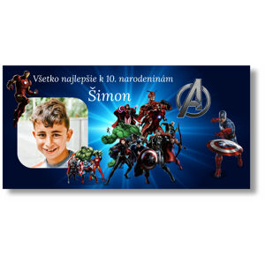 Personal Narozeninový banner s fotkou - Avengers Rozmer banner: 130 x 260 cm