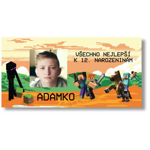 Personal Narozeninový banner s fotkou - Minecraft Rozmer banner: 130 x 65 cm