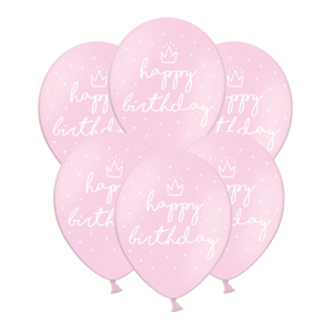 PartyDeco Balón růžový - Veselé narozeniny 50 ks