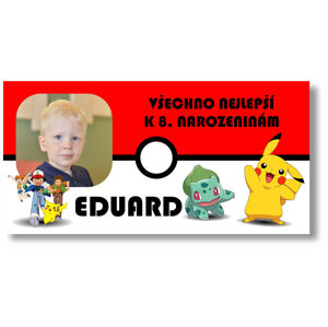 Personal Narozeninový banner s fotkou - Pokemon Rozmer banner: 130 x 65 cm