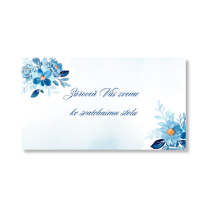 Personal Kartička ke stolu - Modré květiny Počet kusů: od 11 ks do 30 ks