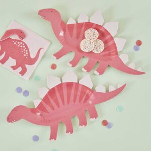 Ginger Ray Talíře ve tvaru dinosaura - Růžové 8 ks