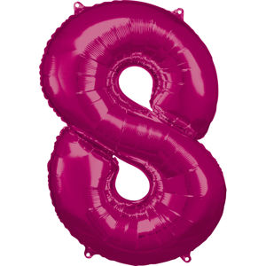Amscan Balónek fóliový narozeninové číslo 8 - růžový 86 CM