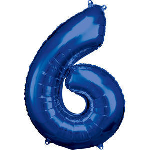 Amscan Balónek fóliový narozeninové číslo 6 - modrý 86 cm