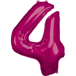 Amscan Balónek fóliový narozeninové číslo 4 - růžový 86 cm