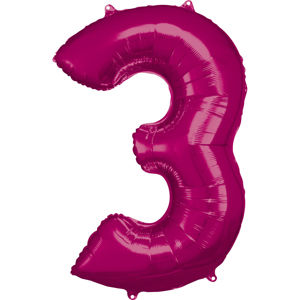Amscan Balónek fóliový narozeninové číslo 3 - růžový 86 cm