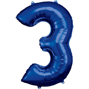 Amscan Balónek fóliový narozeninové číslo 3 - modrý 86 cm