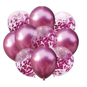 400412 GRABO Mix latexových balónov s konfetami - PartyPal 10 ks Stříbrná