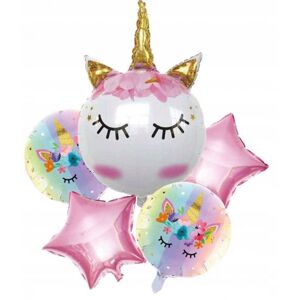 jx-20017 Godan Set fóliových balonů - Pink Unicorn (5ks)